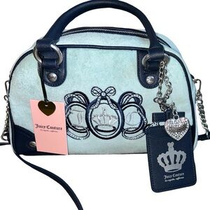 JUICY COUTURE EXCLUSIVE JUICY LOVERS CLUB BLING CROWN BLUE BOWLER SATCHEL NWT